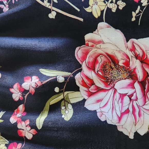 ASOS Parisian Black Mauve Floral Satin Wrap Maxi Dress Side Tie Slit Sz 4 NWOT - Picture 14 of 15